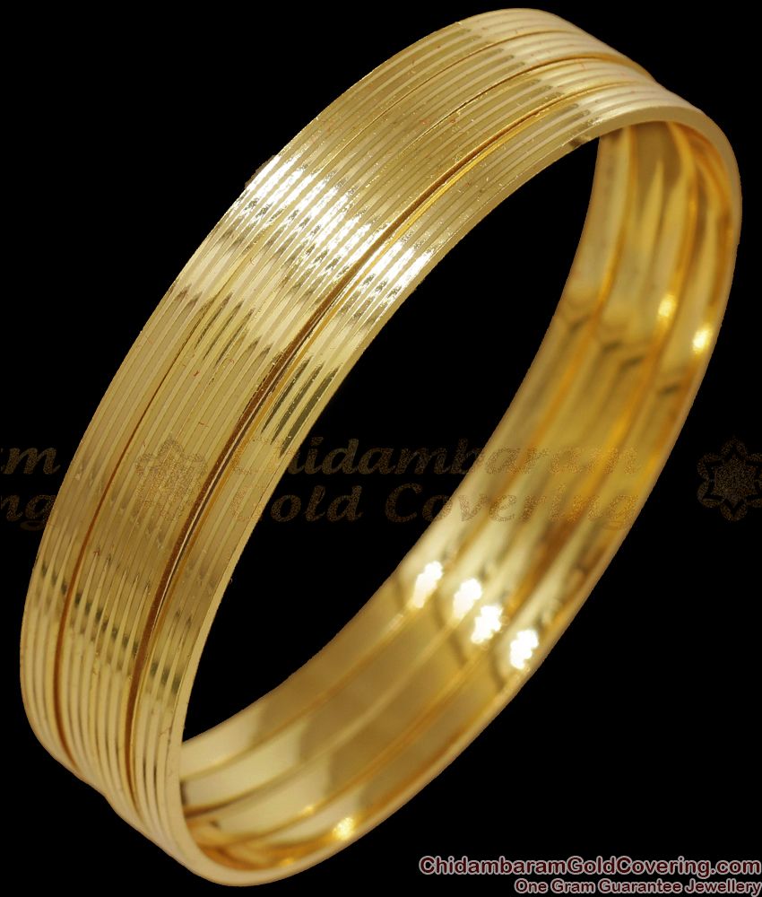 BR2069-2.10 Size Set Of Four Daily Wear Gold Bangles Plain Design