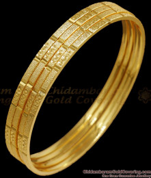 BR2070-2.4 Size Set Of Four Thin Plain Gold Bangles Shop Online