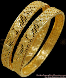 BR2071-2.4 Size Bridal Gold Plated Bangle Mango Pattern Shop Online