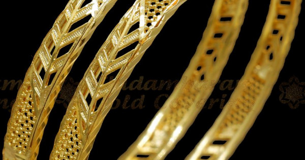 BR2072-2.10 Size Set Of 2 Imitation Gold Kerala Bangles Pattern