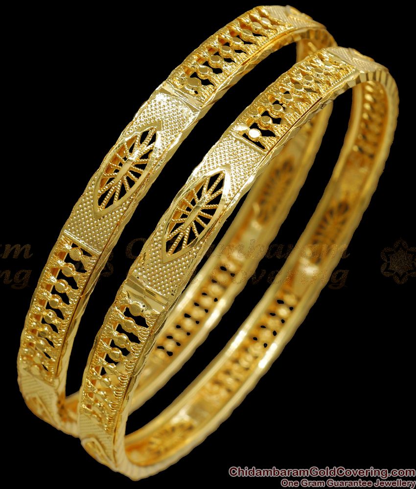 BR2073-2.4 Size Pure Gold Plated Bangle Net Pattern Collections Shop Online 