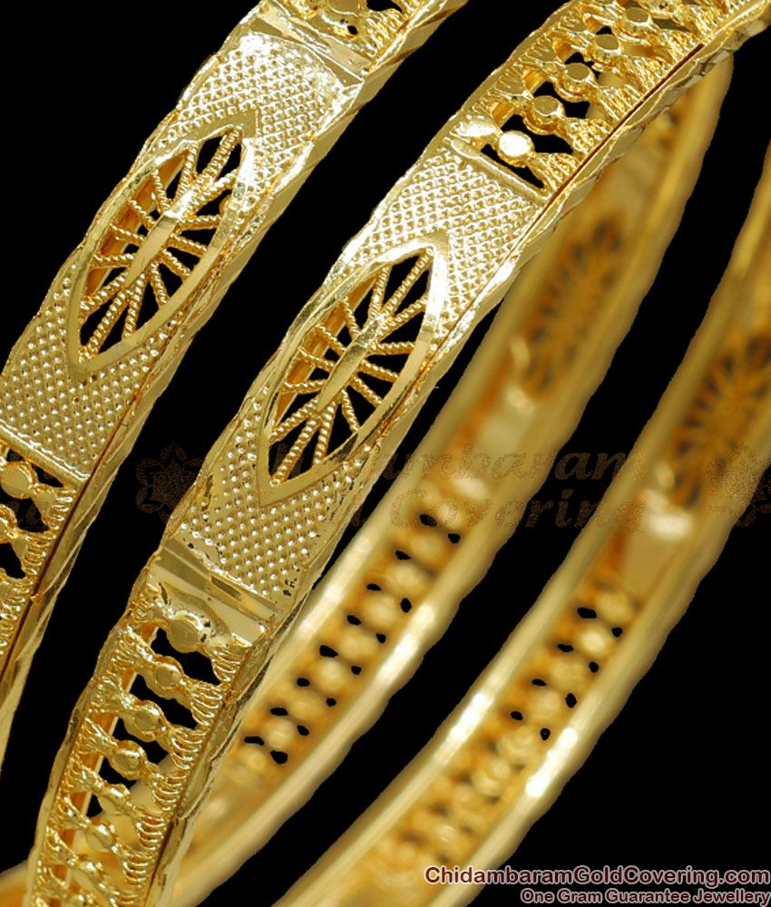 BR2073-2.4 Size Pure Gold Plated Bangle Net Pattern Collections Shop Online 