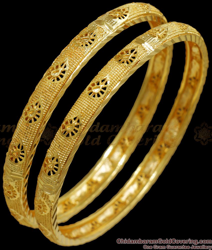 BR2076-2.8 Size Set Of 2 Daily Wear Gold Bangles Online Jewelry Collection