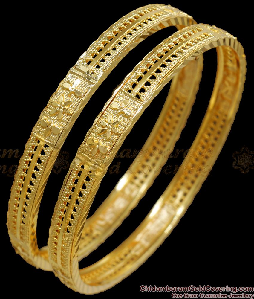 BR2083-2.4 Size Kerala Design Light Weight Gold Bangles Shop Online