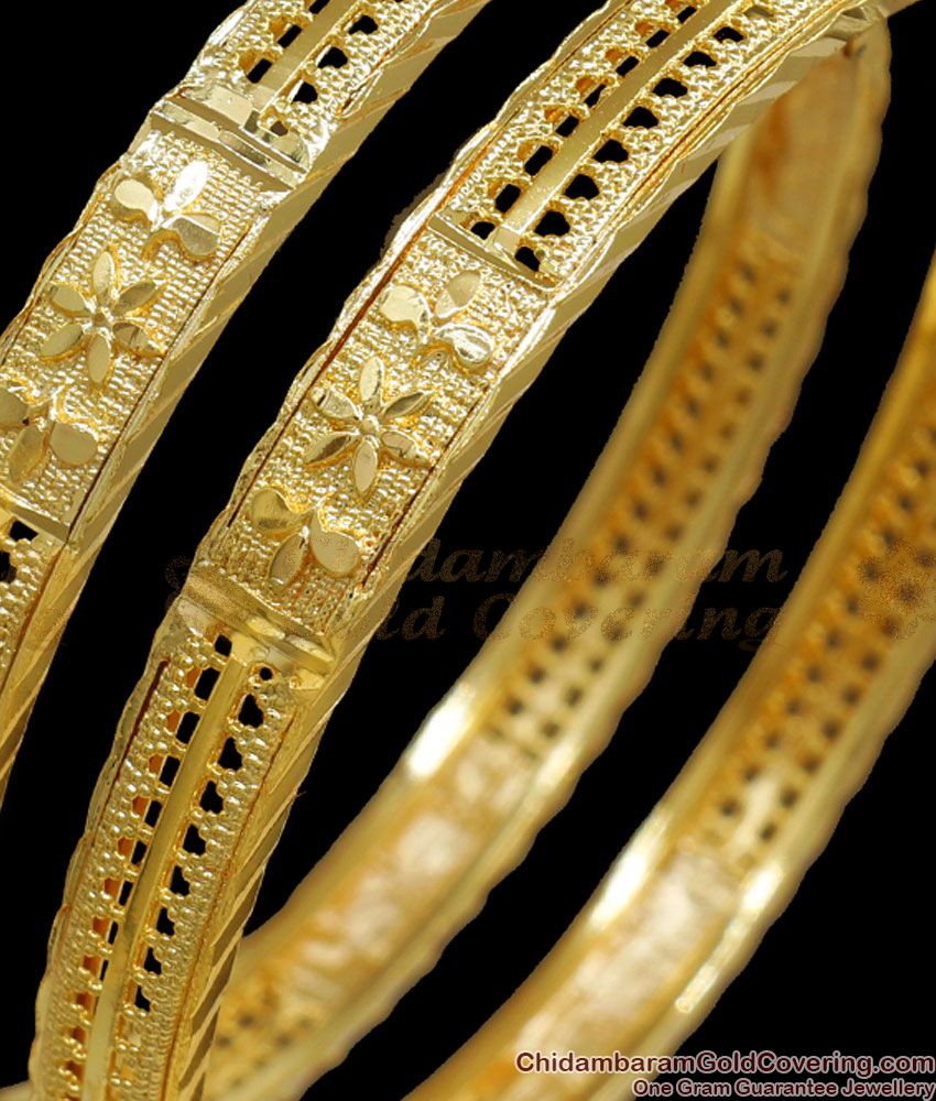 BR2083-2.10 Size Kerala Design Light Weight Gold Bangles Shop Online