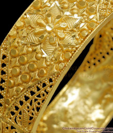 BR2096-2.10 Size Two Gram Gold Floral Kada Bangle Screw Type Bridal Jewelry