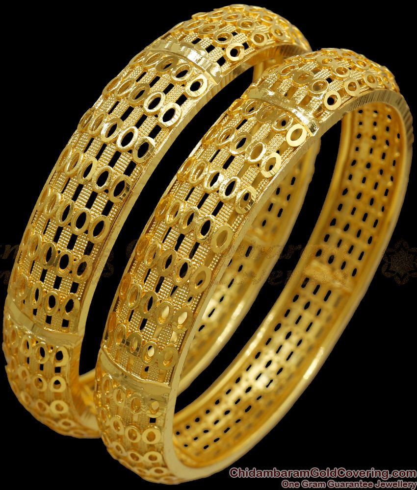 BR2097-2.4 Size New Broad Forming Gold Bangles Hollow Design