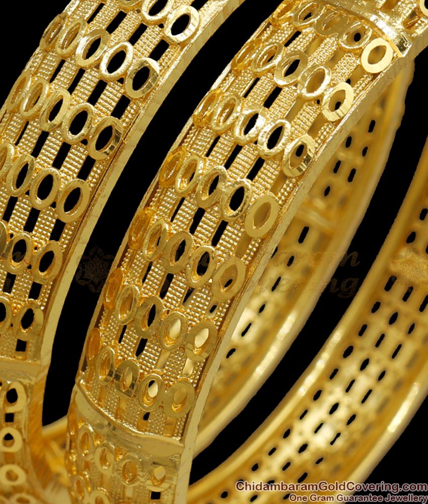 BR2097-2.10 Size New Broad Forming Gold Bangles Hollow Design