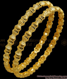BR2104-2.10 Size Traditional 1 Gram Gold Bangles Net Pattern Shop Online