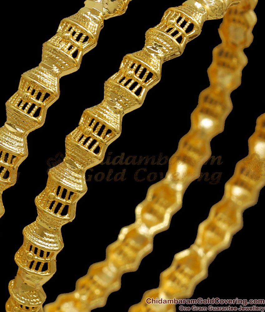 BR2104-2.8 Size Traditional 1 Gram Gold Bangles Net Pattern Shop Online