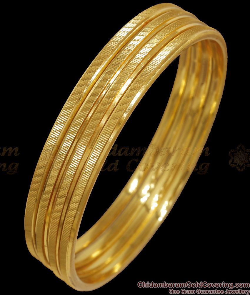 BR2140-2.10 Size Set of 4 One Gram Gold Bangles For Daily Use