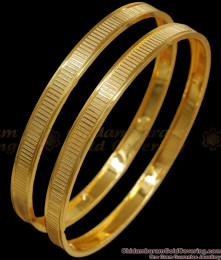 BR2156 2.6 Size New Plain Full Gold Plated Bangles Daily Wear Collections