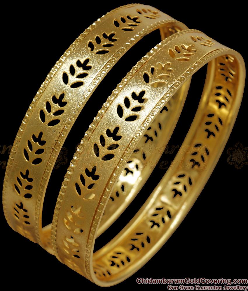 BR2157-2.6 Size Leaf Printed Gold Imitation Bangles Bridal Collections