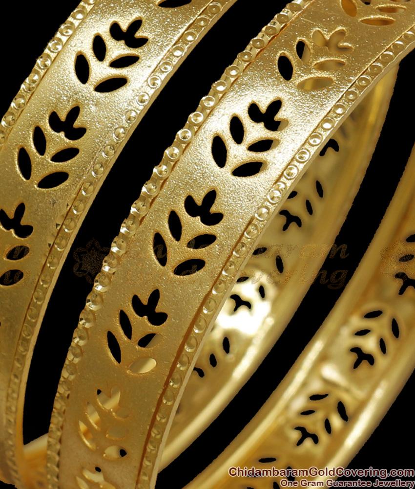 BR2157-2.6 Size Leaf Printed Gold Imitation Bangles Bridal Collections