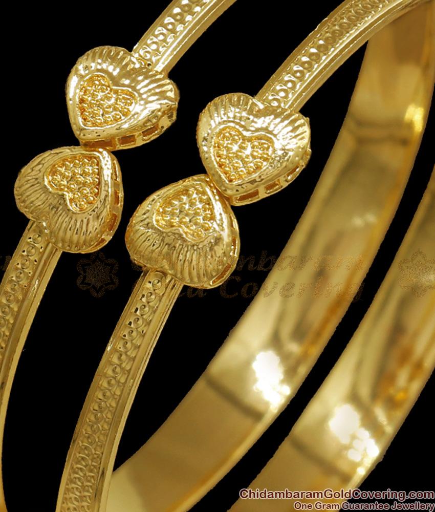 BR2158-2.6 Size Stylish Heart Design Gold Bangles At Offer Price Shop Online