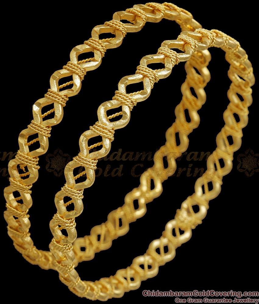 BR2161-2.6 Size Attractive Gold Plated Bangle Spiral Thread Designs