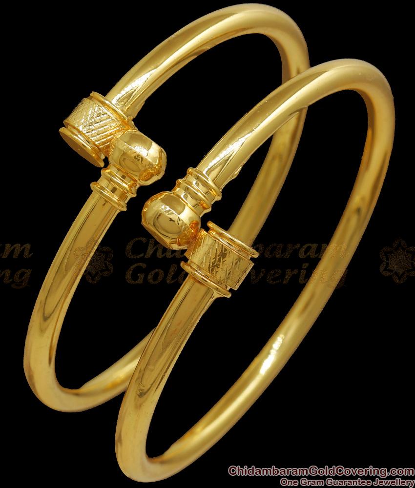 BR2165-2.6 Size Stylish 1 Gram Gold Bangle Kada Design Plain Bangle Collections