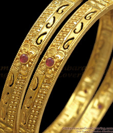 BR2176-2.6 Size Fabulous 2 Gram Gold Bangle Arabian Design Ruby Stone Collections