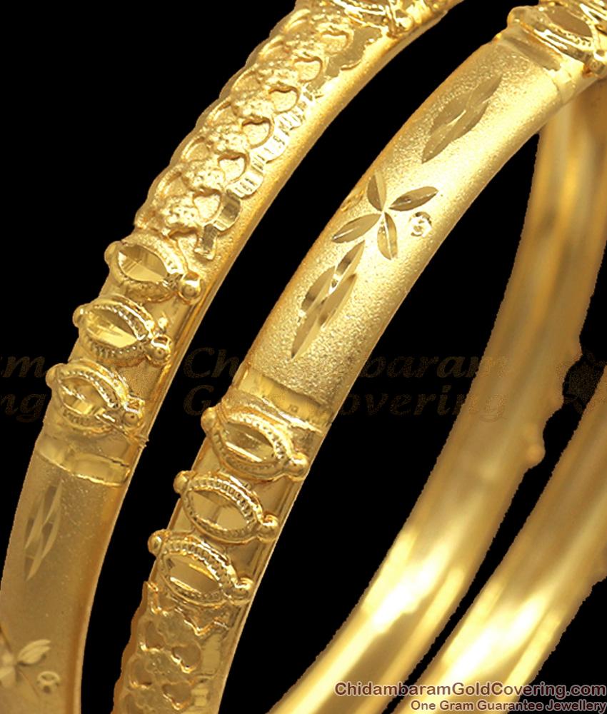 BR2184-2.10 Size Unique Rangoli Design Two Gram Gold Bangles Latest Collections