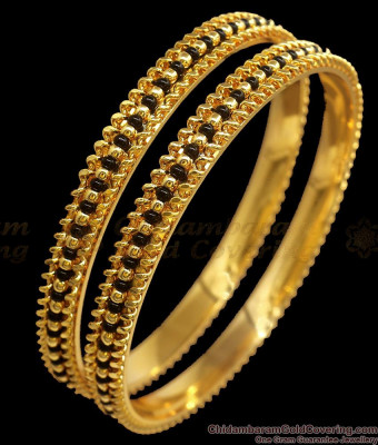 BR2186-2.10 Latest Karugamani Gold Beads Design Bangles For Womens Fashions