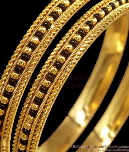 Black beads gold bangles designs deals