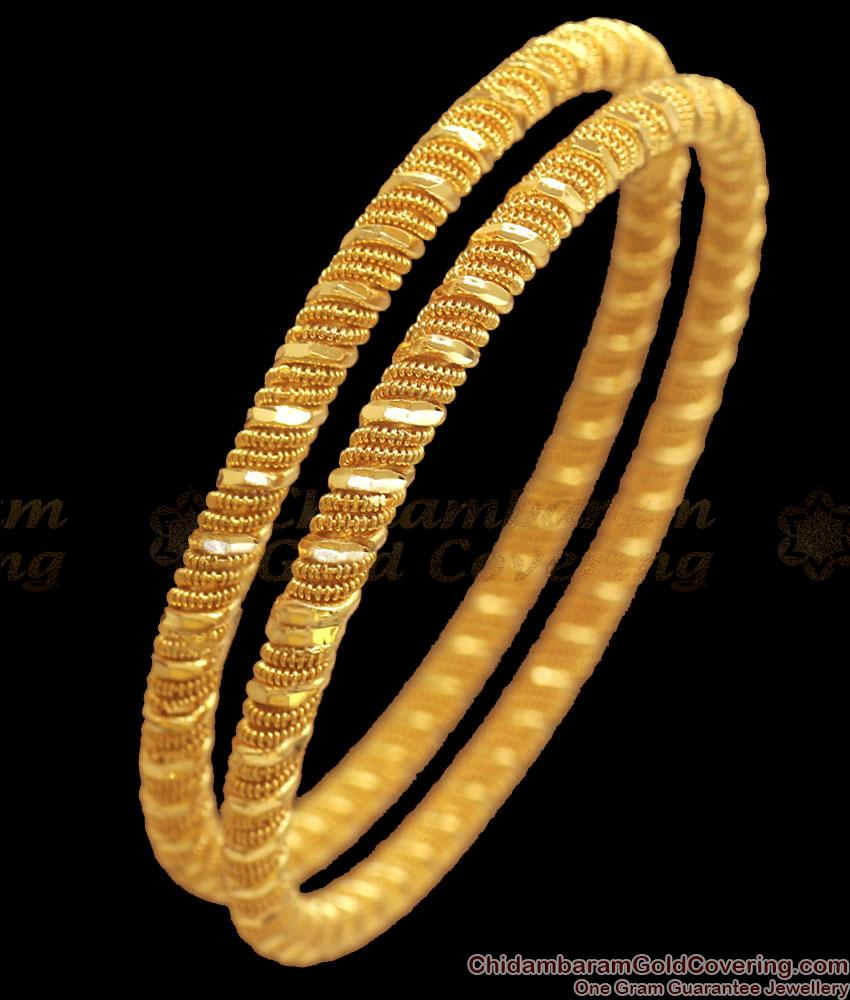 BR2190-2.6 Size Spiral Thick Gold Plated Bangles Daily Wear Collections BR2190-2.6 Size Spiral Thick Gold Plated Bangles Daily Wear Collections