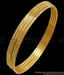 BR2193-2.6 Size Set of 4 Thin Design Regular Wear Gold Plated Bangles