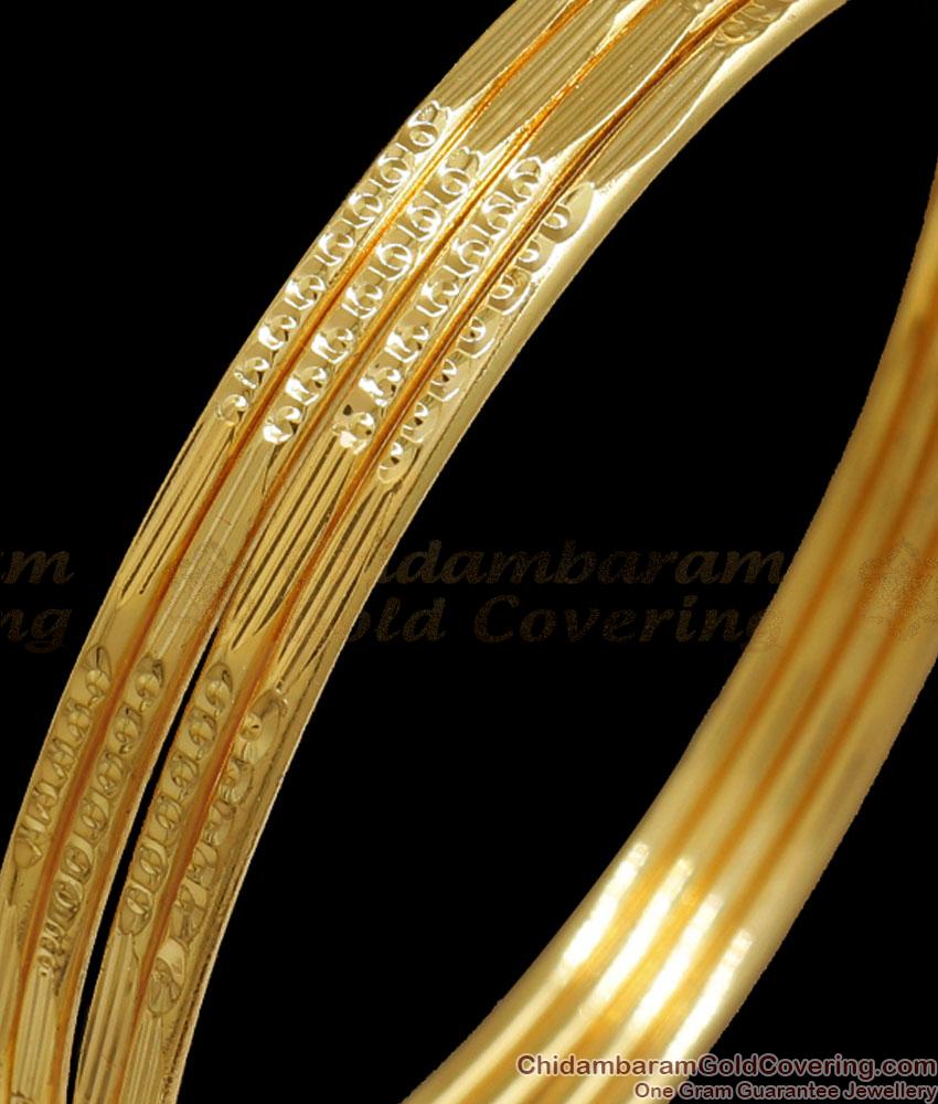 BR2193-2.4 Size Set of 4 Thin Design Regular Wear Gold Plated Bangles