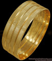 BR2197-2.8 Size Set Of 4 Simple Daily Use Real Gold Tone Bangles Floral Design