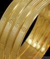 BR2197-2.6 Size Set Of 4 Simple Daily Use Real Gold Tone Bangles Floral Design