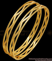 BR2198-2.4 Size Set Of Two Gold Plated Bangles Neli Designs BR2198-2.4 Size Set Of Two Gold Plated Bangles Neli Designs