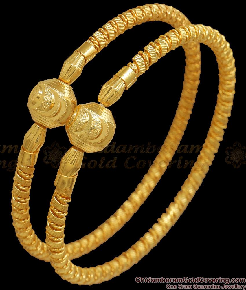 BR2206-2.10 Size Stylish Ball Pattern Gold Plated Bangles Shop Online