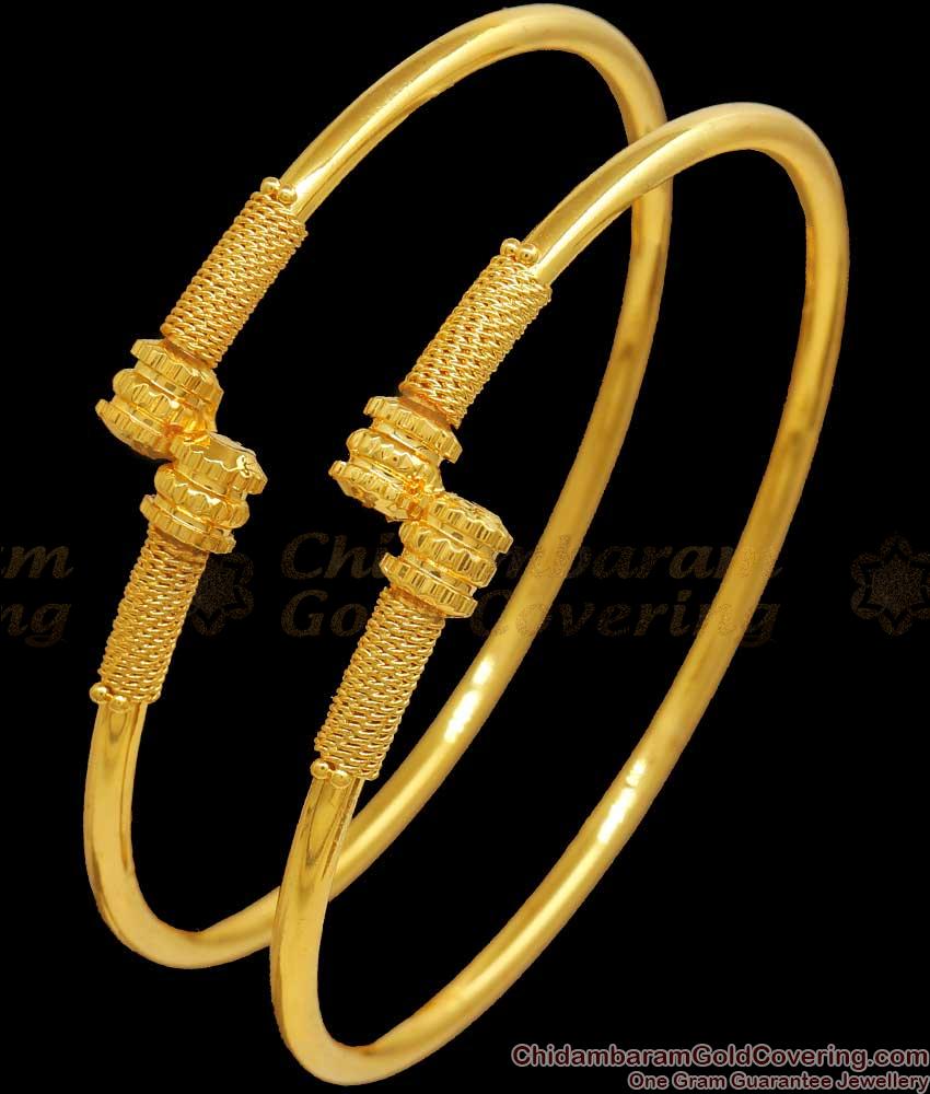 BR2210-2.8 Set Of Two One Gram Gold Kambi Bangles For Daily Use Threaded Collections