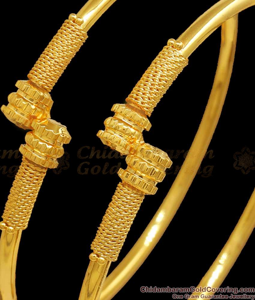 BR2210-2.4 Set Of Two One Gram Gold Kambi Bangles For Daily Use Threaded Collections