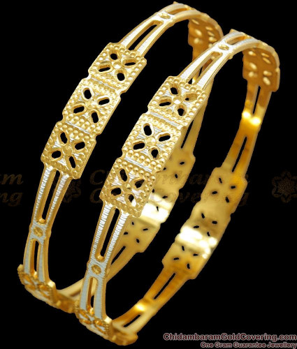 Gold bangles with rhodium finish on sale