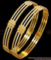 BR2223-2.4 Set Of Two Floral Gold Rhodium Finish Bangle Shop Online BR2223-2.4 Set Of Two Floral Gold Rhodium Finish Bangle Shop Online