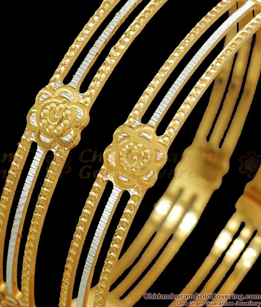 BR2223-2.6 Set Of Two Floral Gold Rhodium Finish Bangle Shop Online