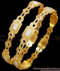 BR2225-2.10 Set Of Two Authentic Look Rhodium Bangles Gold Jewelry Designs BR2225-2.10 Set Of Two Authentic Look Rhodium Bangles Gold Jewelry Designs