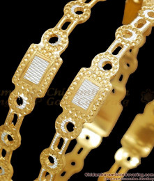 BR2225-2.6 Set Of Two Authentic Look Rhodium Bangles Gold Jewelry Designs