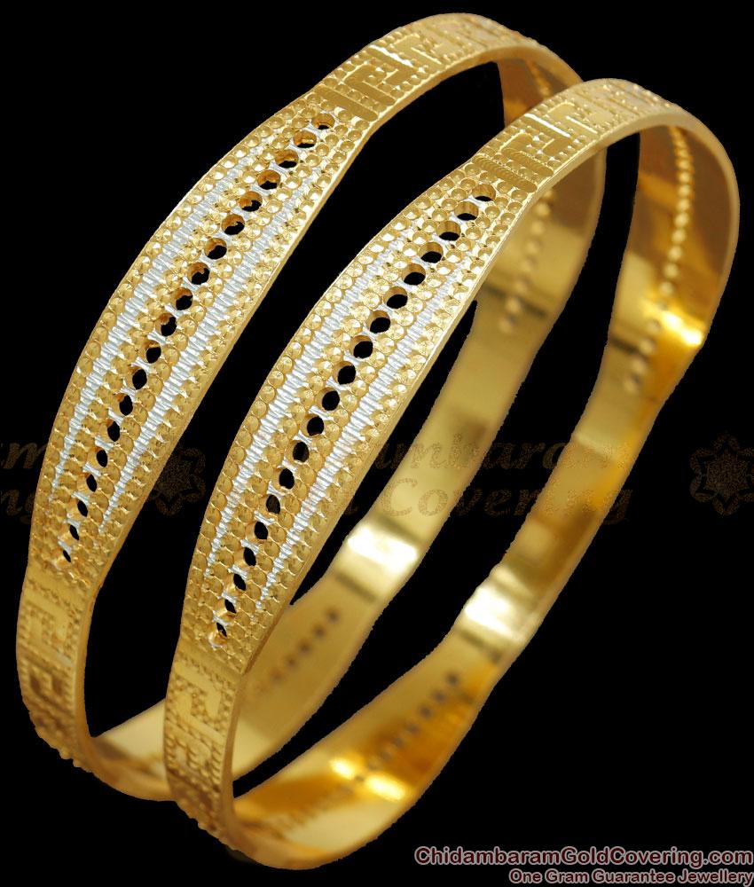 BR2226-2.6 Set Of Two Attractive 22Kt Gold Rhodium Bangles Casual Wear