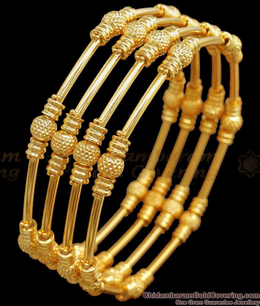 BR2232-2.6 Size Set Of Four One Gram Gold Bangles Ball Designs BR2232-2.6 Size Set Of Four One Gram Gold Bangles Ball Designs
