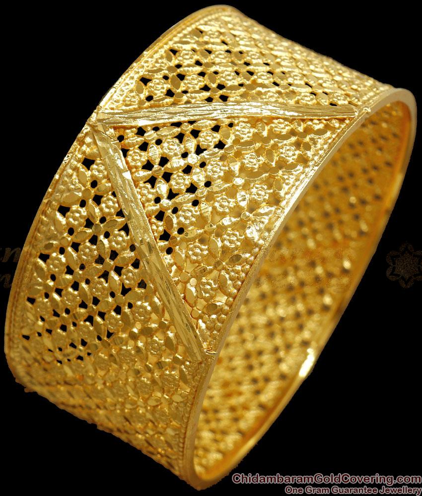 BR2239-2.6 Size Mini Floral Petals 1 Gram Gold Kada Bangles Arabic Collections