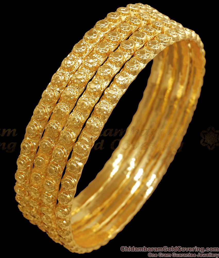 BR2284-2.4 One Gram Gold Bangles Dotted Designs Daily Wear Collections