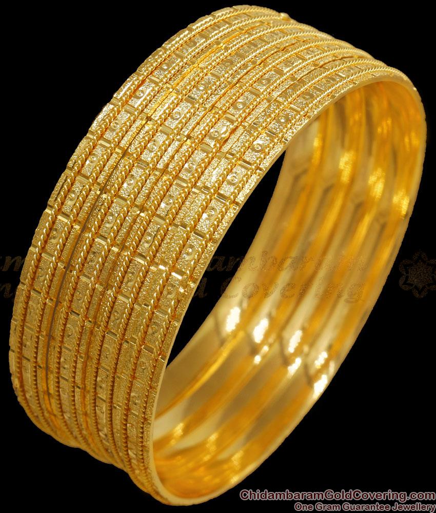 BR2286-2.4 Handcrafted Set Of 4 Gold Imitation Bangles Kerala Designs