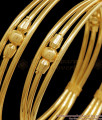 BR2292-2.4 Curvy Real Gold Tone Bangles 3 Line Designs Shop Online