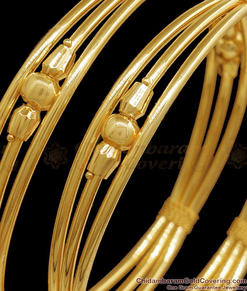 BR2292-2.6 Curvy Real Gold Tone Bangles 3 Line Designs Shop Online