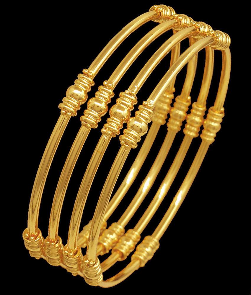 BR2298-2.4 Latest 4 Set Plain Daily Wear Gold Plated Bangles Shop Online