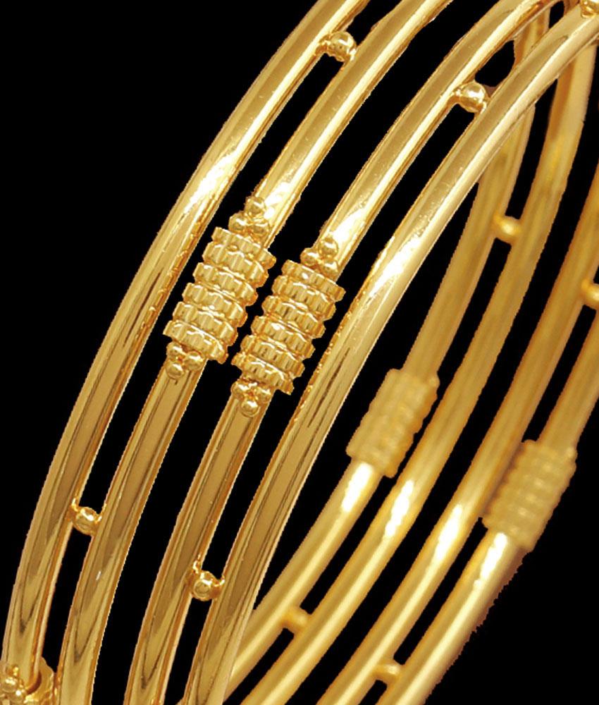 BR2299-2.10 One Gram Gold Bangles Threaded Designs Daily Wear Collections