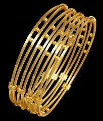 BR2301-2.4 Set Of Four Gold Plated Bangles Plain Double Layer Designs BR2301-2.4 Set Of Four Gold Plated Bangles Plain Double Layer Designs