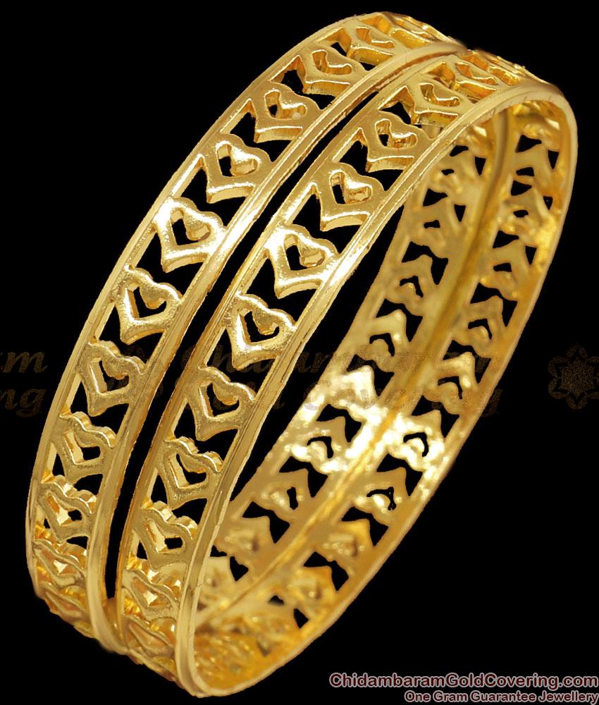 BR2308-2.6 Beautiful Heart Design One Gram Gold Bangles Shop online